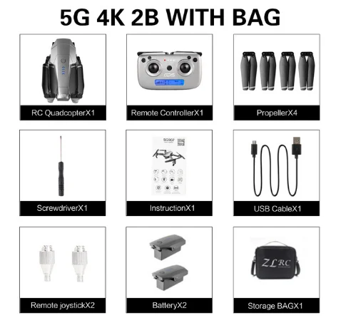 5G 4K 2B BAG SG907 gps Дрон с камерой регулировки 4K HD 180 ° Широкий угол 5G wifi FPV RC Квадрокоптер Профессиональный складной дроны - Цветной: 5G 4K 2B BAG