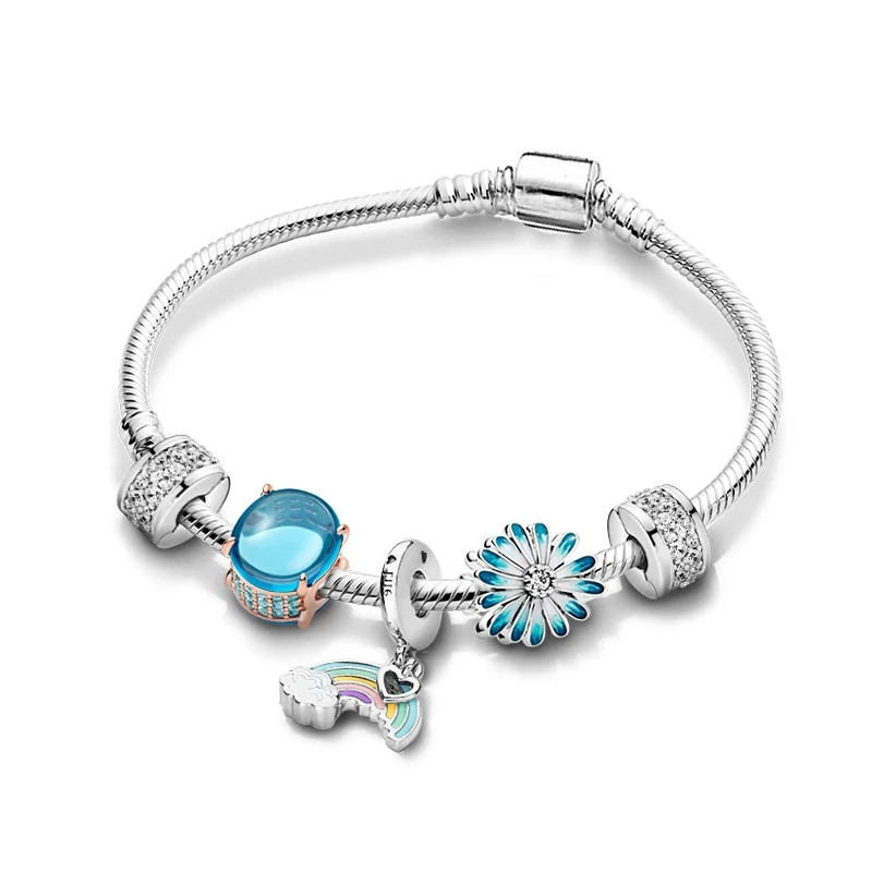 Venta al mayor de lujo joyería Pandora Original DIY encantos fabricación Bijoux 100% pulseras de plata esterlina 925 brazaletes para mujeres|Pulseras de hilo| - AliExpress