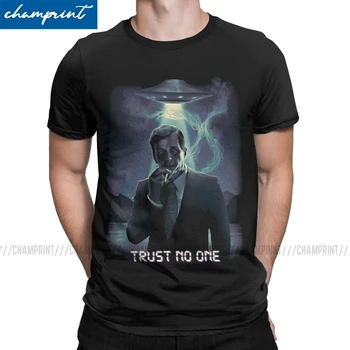 

Men Trust No One Cigarette Smoking Man T Shirts The X Files Scully Mulder Ufo Aliens TV 100% Cotton Clothes Funny Tee Shirt