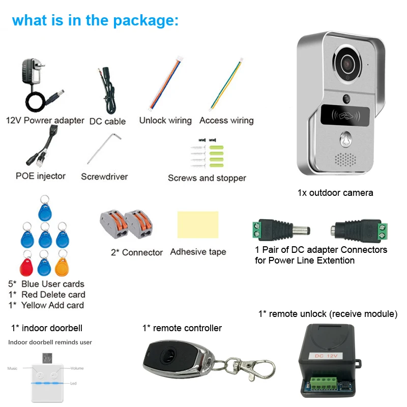 Bundle 2 Including Indoor chime ,remote controller and remote unlock