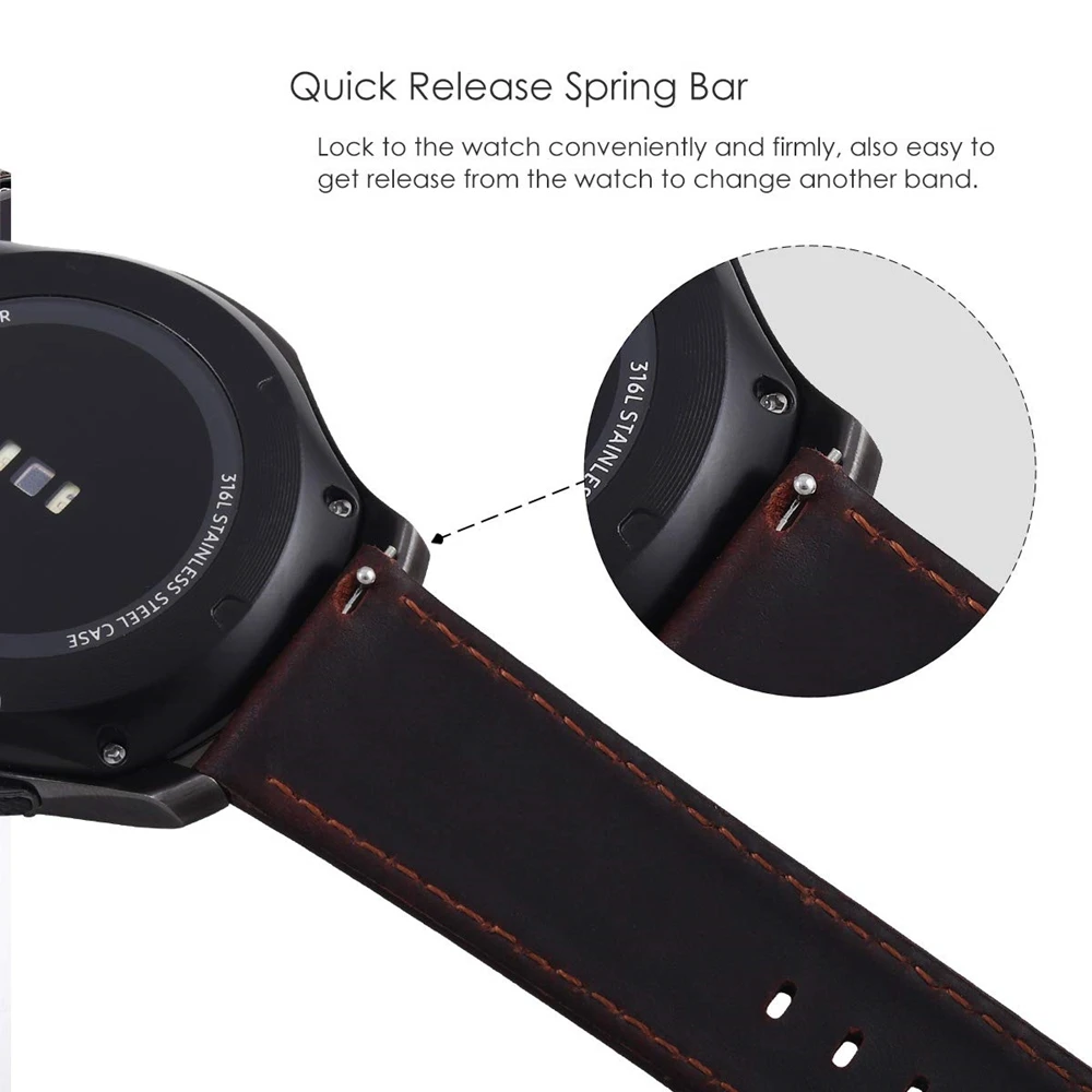 Ремешок для Galaxy Watch 46 мм/Active 2 40 мм 44 мм полосы 20 мм 22 мм кожаный браслет на запястье для samsung gear S3 Frontier/классический ремень