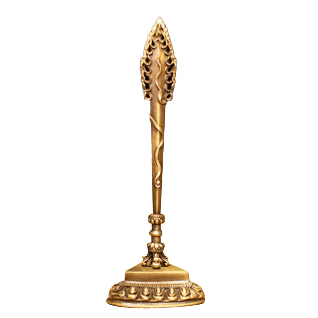 MagiDeal Tibetan Buddhism Charm Buddhist Vajra Dorje Phurba with Base Gold