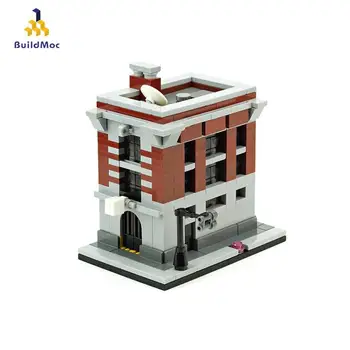 

BuildMoc City Street View Firehouse Headquarters House Modular Moc Building Blocks Creator Expert Architecture Toys For Kid Gift