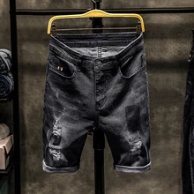 Хорошая Для мужчин весна Высокое качество джинсовые шорты мужские Хлопковые джинсы Прямые мужской синий VogueShort джинсы Для мужчин s Размеры 26-26