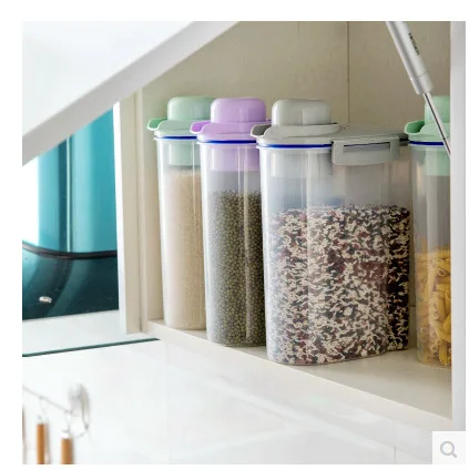 

Kitchen Sealed Plastic Cans Grains Storage Box Food Tea Leaf Storage Jar Grains Jar Rice Bucket-3 Color