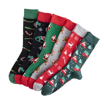

Men Christmas Socks Cartoon Print Dinosaur Deer Ribbed Closing Novelty Crew Socks Xmas Festival Accessories