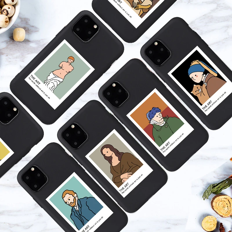 

Cartoon Statue Abstract Art Soft Case For iPhone 7 8 Plus X XS XR Coque Case For iphone 5s SE 6 6s 11Pro Max Phone Cover Couple