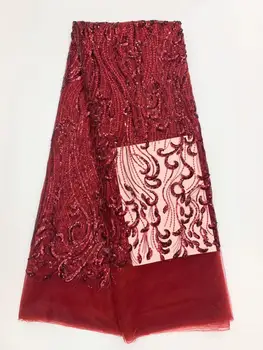 

african lace fabric with sequins 450*135CM 2020 hot sequin fabric high quality tulle sequins lace fabric for evening dresses