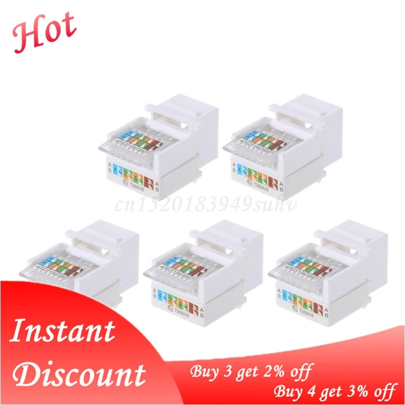 Módulo de red CAT5E UTP, adaptador de Cable conector con, sin herramientas, RJ45, novedad, 5 uds.