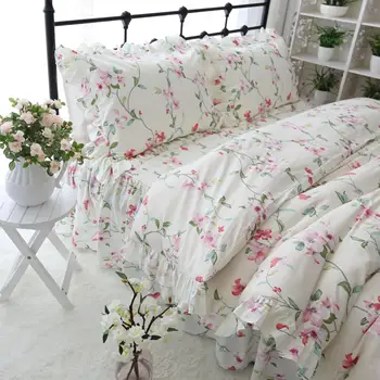 

Fresh Floral Garden Duvet Cover Queen Twin King Full 4Pcs Bedding Set Comforter Cover Bedskirt Reversible Lightweight Ultra Soft