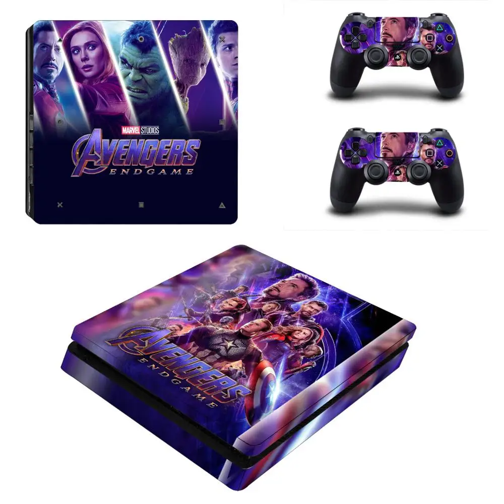 Мстители Endgame Капитан Америка PS4 тонкий стикер кожи для playstation 4 консоли и 2 контроллера PS4 тонкие наклейки виниловая наклейка - Цвет: YSP4S-3555