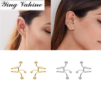 

ying Vahine 100% 925 Sterling Silver Small Beads Irregular Ear Cuff Clip Earrings for Women