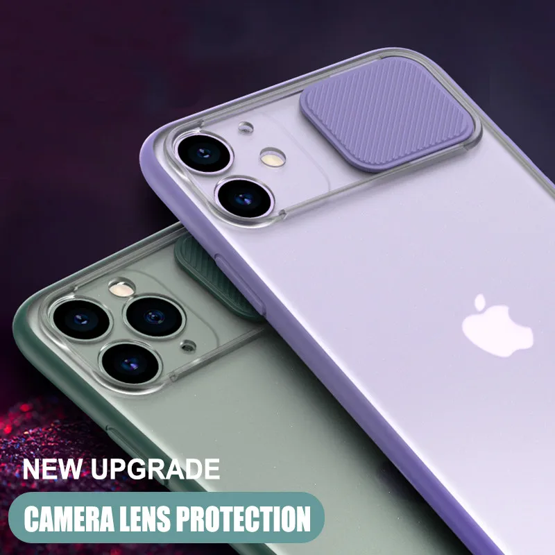 

Square Matte Clear Phone Case For iPhone 11 12 Pro XS Max X XR 7 8 Plus SE 2020 Candy Color Shockproof Frame Transparent Cover