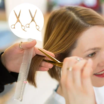 

2pcs Stainless Steel Hairdressing Scissors Set Barber Scissors Hair Cutting Tools (Golden)