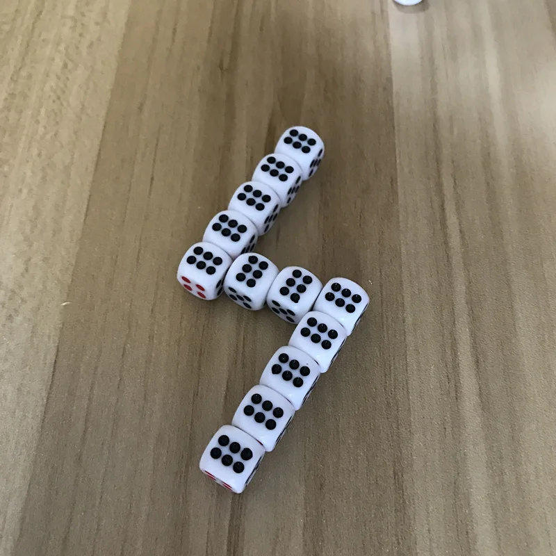 10Pcs/Lot 10mm Dice Acrylic White Dice Hexahedron Fillet Red Black Points Clubs KTV Dedicated Entertainment Set Board Game