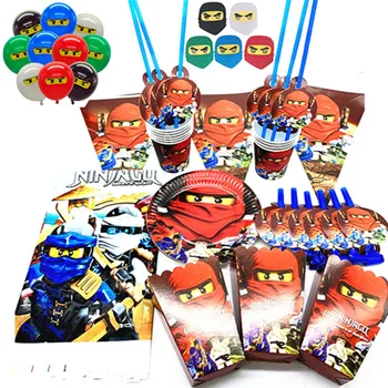 

hot Ninjagoing Theme Party Decoration Ninja Tableware Paper Cup Plate Baby Shower Balloon Kids Birthday Party Favor Supplies