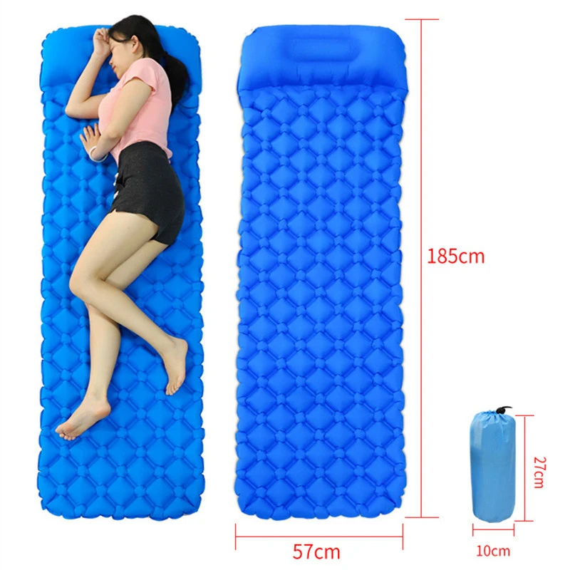 Portable Camping Mat Inflatable Mattress Air mattress Pillow Waterproof Diamond Outdoor Camping Hiking Sleeping Mat Air Cushion