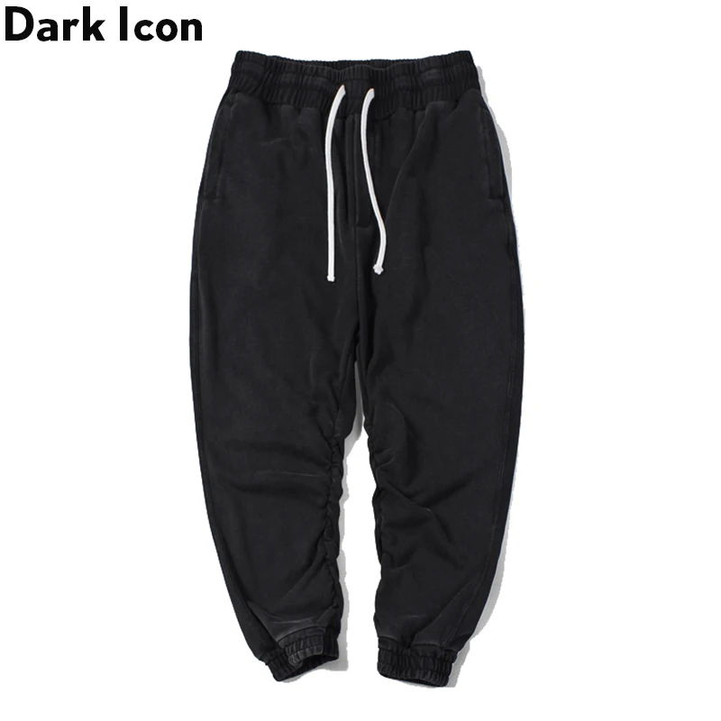 

Dark Icon Inside Seam Elastic Pleated Sweatpants Men Elastic Waist Men's Jogging Pants High Street Trousers Man
