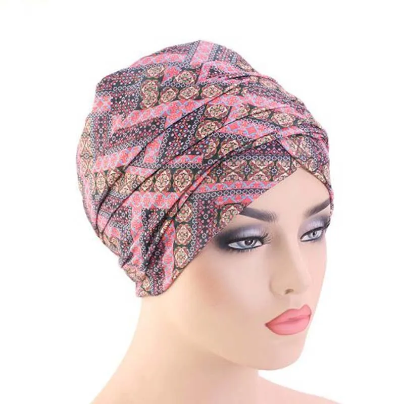 XEONGKVI KAfrica Национальный длинный хвост Skullies Beanies весна осень Индия тюрбан хлопковые шапки для женщин помпон зимняя вязаная шапочка - Цвет: orange red