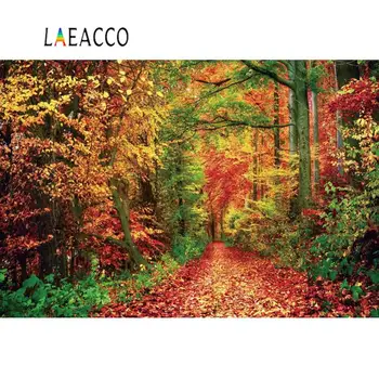 

Laeacco Autumn Forest Backdrop For Photography Maples Fallen Leaves Path Scenic Photographic Backgrounds Photocall Photo Studio