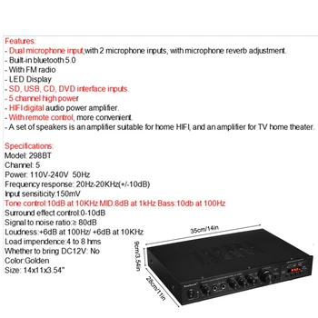  2000W 5 Channel Audio Power Amplifier  6