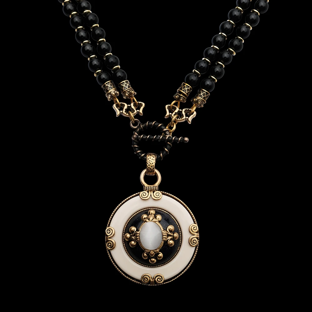 

Amorita Boutique Vintage Design Natural Agate Stone Beads Necklace