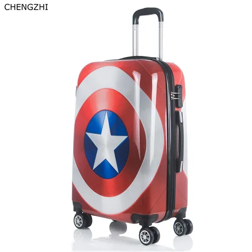 24inch CHENGZHI 2" 24 дюймов Капитан Америка мультфильм чемодан на колёсиках Спиннер для мужчин и женщин чемодан на колесиках кабина trollry чемодан для путешествий - Цвет: 24inch