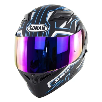 

Full Face Vintage DotMotorcycle Helmet+K5 lens casco capacete moto Soman SM955 Flip up Dual Visors Motorbike Helmets