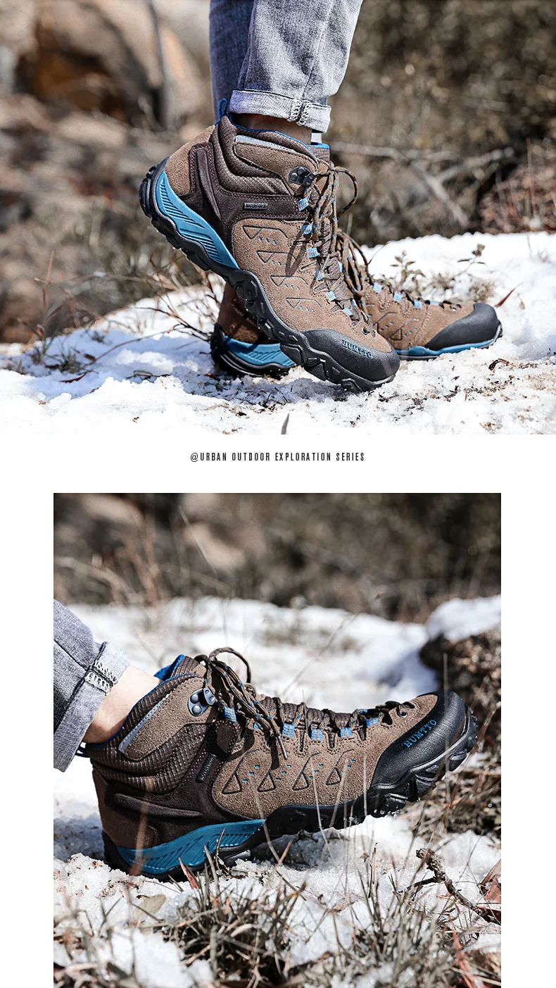Мужская и wo Мужская альпинистская обувь; высокие кожаные водонепроницаемые уличные ботинки; сезон осень-зима; пушистые зимние ботинки