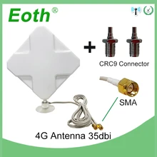 Eoth 3G 4G LTE Antenna SMA Male 2m Cable 35dBi 2*SMA connector for 4G Modem Router +Adapter SMA Female to CRC9 Male connector 5 8g sma female male antenna connector for rc aircraft fpv golden 4 pcs
