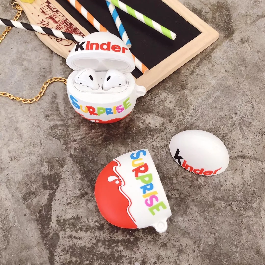 Горячая kinder fun eggs беспроводной Bluetooth чехол для наушников для AirPods 2 1 шоколад сюрприз коробка 3D силиконовая Мягкая гарнитура coque чехол