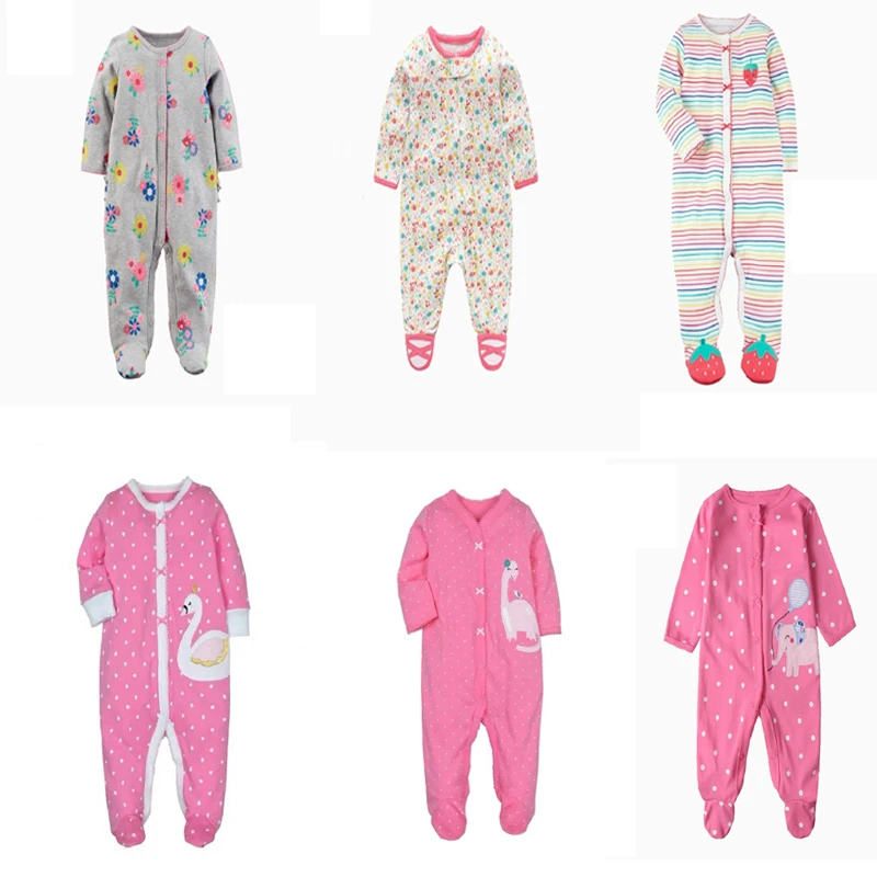 

newborn baby girl jumpsuit new born footies long sleeve clothes 3-12 monthes 2019 fall costume cartoon print o-neck cotton
