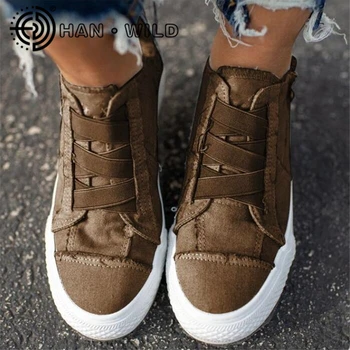 

Elastic Casual Shoes Women Platform Sneakers Ladies Trainers Slip On Female Canvas Shoes Vulcanized Sport Shoes Plus Size 35-43