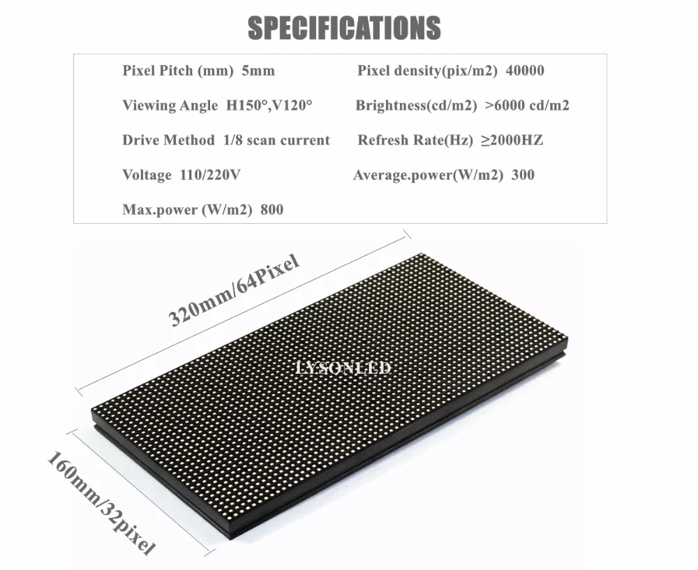 P5 открытый SMD полноцветный светодиодный дисплей модуль 64x32 пикселей водостойкий