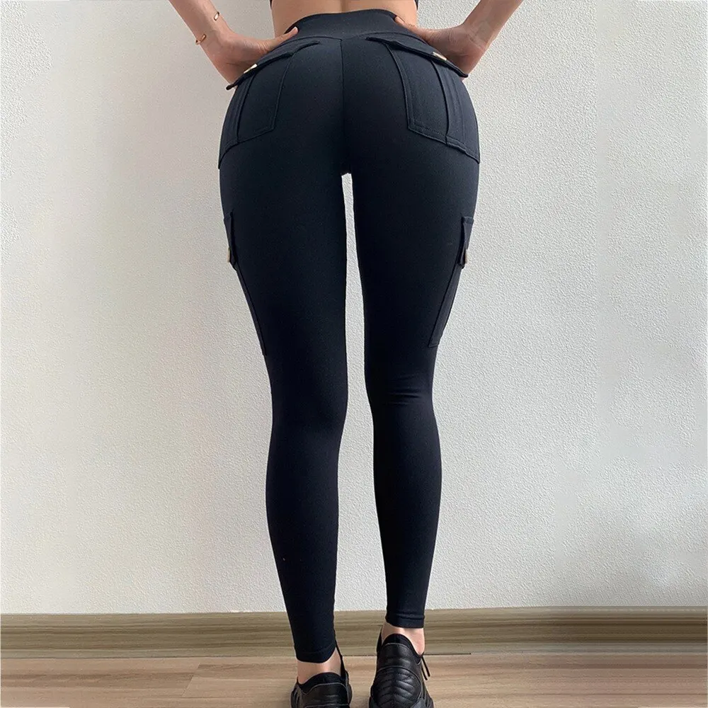 lularoe leggings New Women Leggings Withe Pocket Solid High Waist Push Up Polyester Workout Leggings Cargo Pants Casual Hip Pop Pants Fitness carhartt leggings