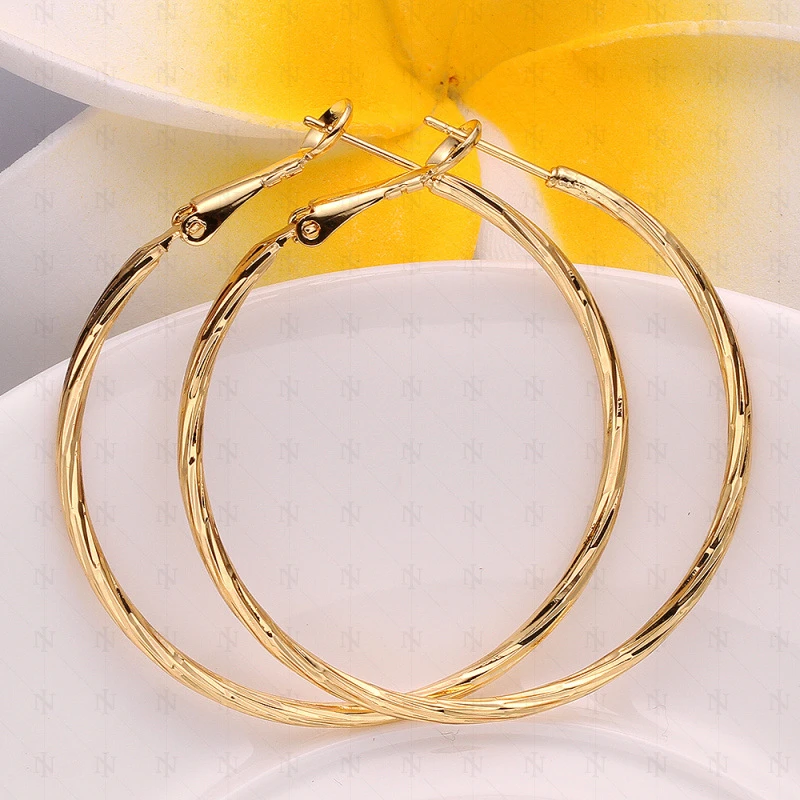 DOTEFFIL 925 Sterling Silver/18K Gold/Rose Gold Big Circle Hoop Earrings Charm Women Party Gift Fashion Charm Wedding Jewelry
