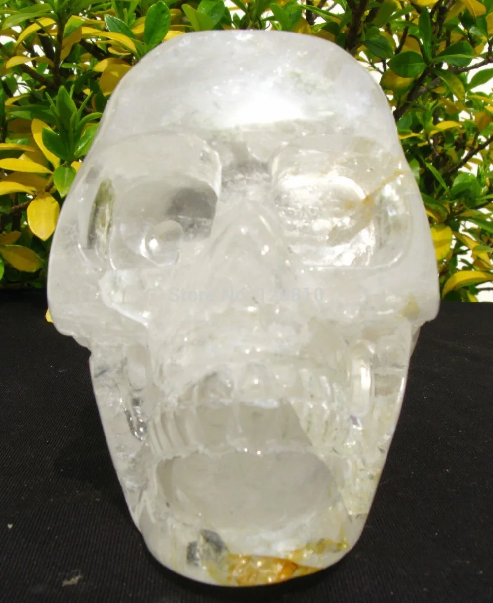 zhx 785g Natural Quartz crystal Carved Skeleton,Healing SKUll 110mm