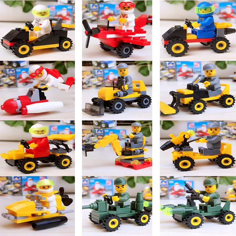 

12 mini transporter people figure building blocks series compatible legoing puzzle education assembling building blocks toys