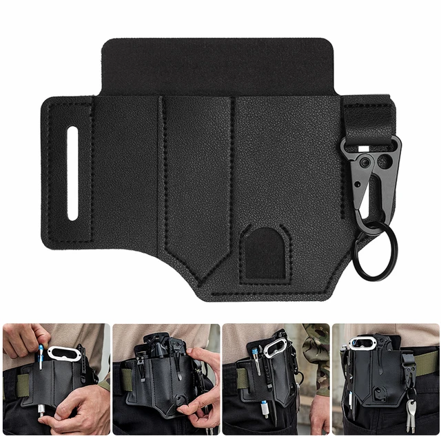 Organizer EDC In Pelle Per Attrezzi E Torce - Con Gancio Portachiavi, 17.5x13 Cm | Per Leatherman E Olight - Foto 4