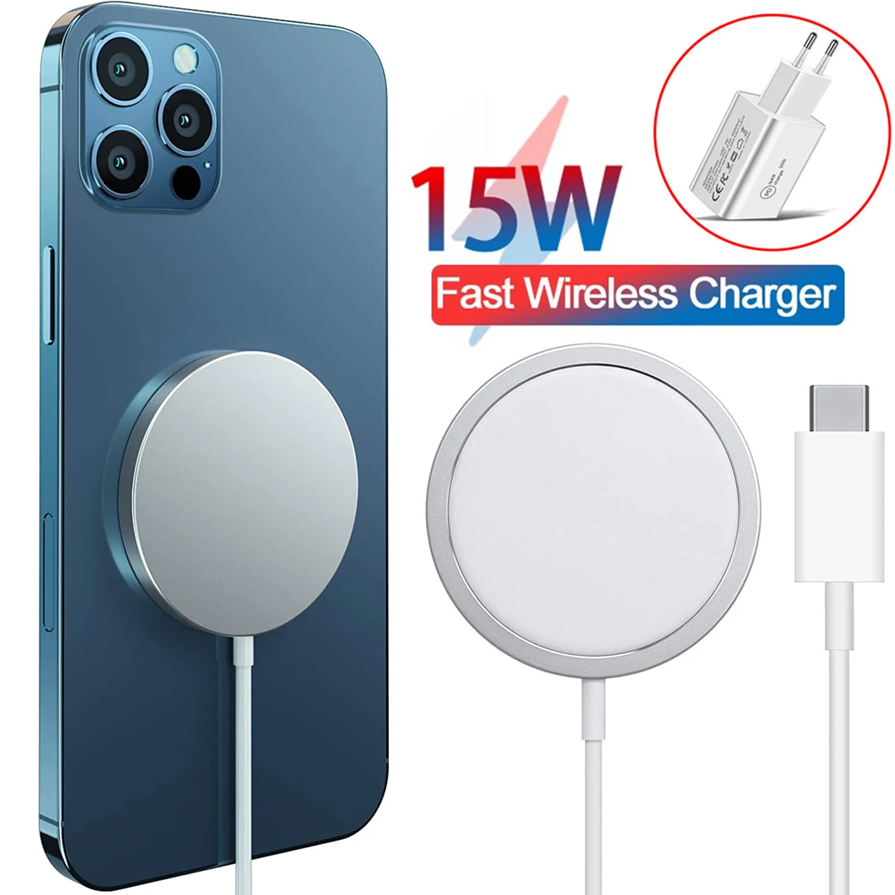 Магнитный 15 Вт адсорбции с USB C интегрированный кабель Портативный Беспроводной