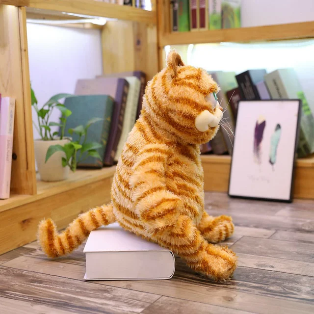 Peluche de chat en col re pour enfants jouet doux animal paresseux fausse peau de tigre
