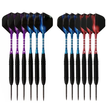 

6pcs/set Steel Tip Darts Balanced Weight Excellent Grip Party Bar Professional Game Competition Random Color