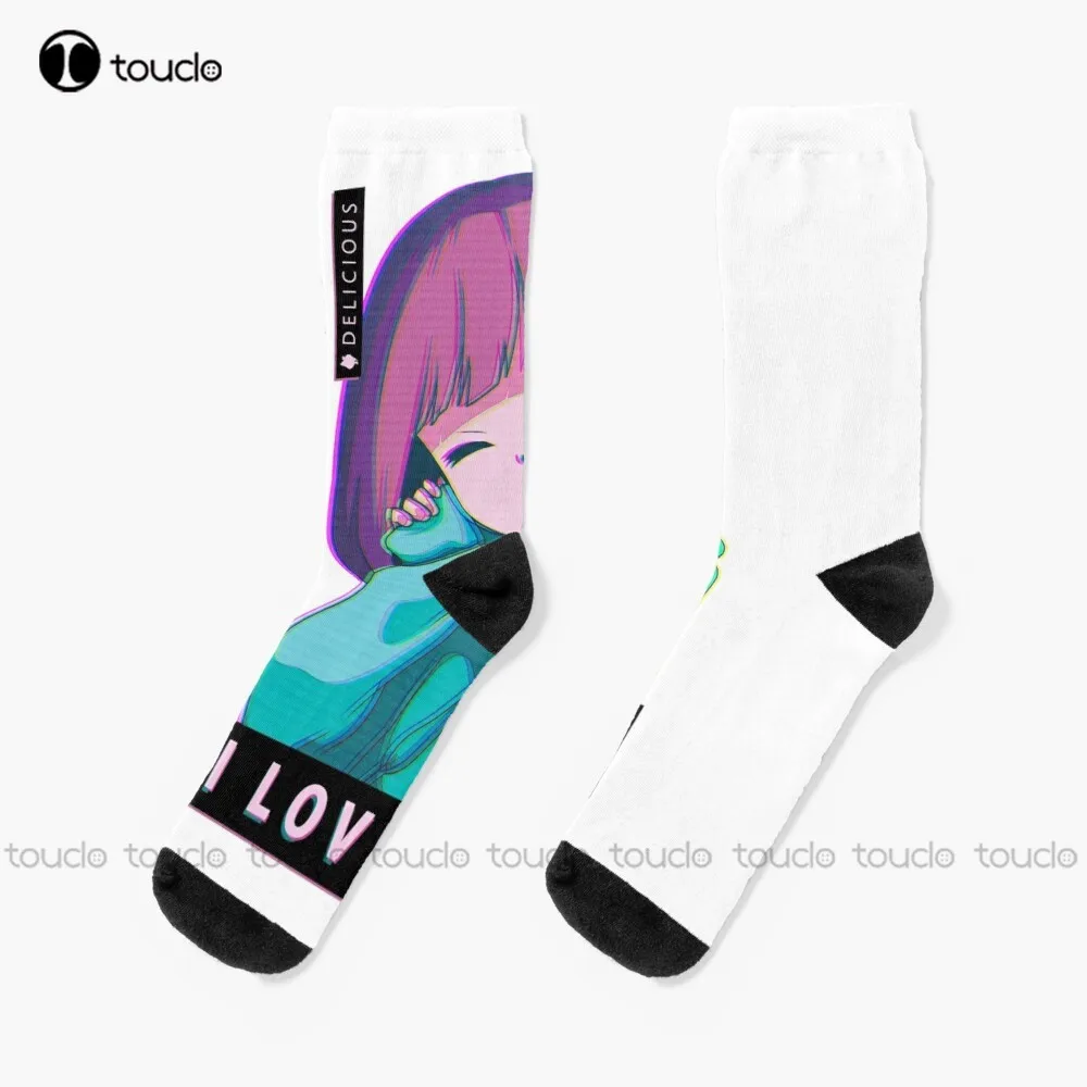 

Hate Me I Love You - Aesthetic Vaporwave Anime Girl Socks Colorful Socks Personalized Custom Unisex Adult Teen Youth Socks Gift