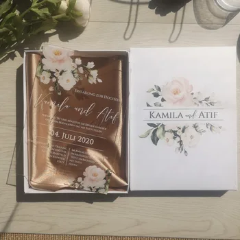 

Luxury Invitation Mariage with Box 1pcs Free Shipping Top Sell Custom Greeting Wedding Invitation Card Flower Model