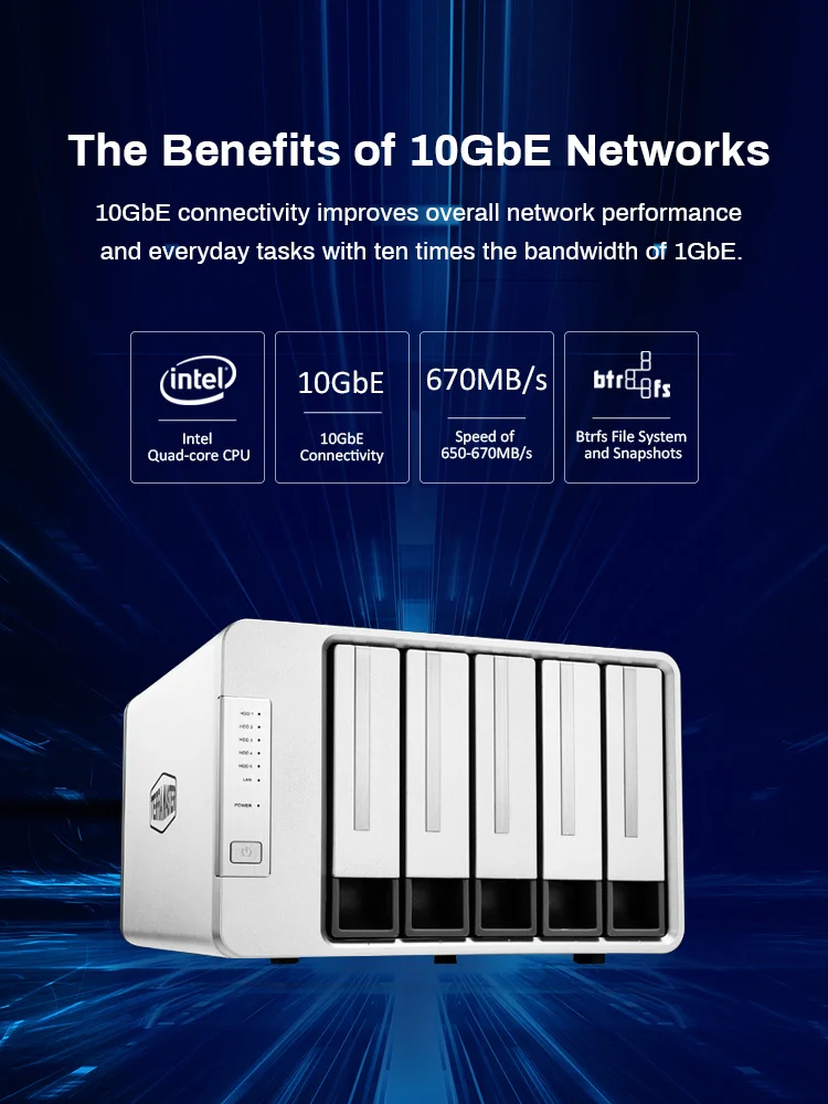 TerraMaster F5-422 NAS 5 베이 네트워크 스토리지 서버, 인텔 쿼드 코어 CPU, 하드웨어 암호화, 디스크리스, 10GbE TerraMaster F5-422 NAS 5 베이 네트워크 스토리지 서버, 인텔 쿼드 코어 CPU, 하드웨어 암호화, 디스크리스, 10GbE