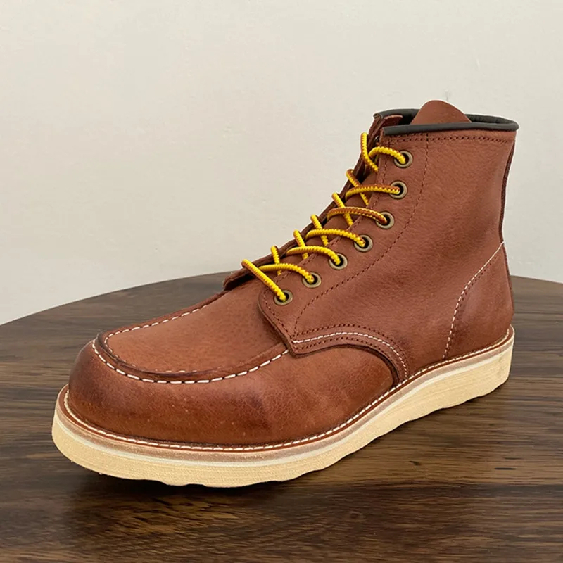 

Винтажные мужские ботинки ручной работы yomнадо, ботинки из коровьей кожи, ботильоны с круглым носком, ботинки Goodyear, британские мотоциклетные ботинки