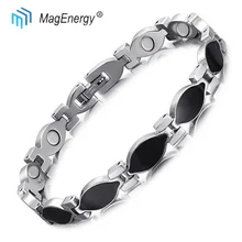 MagEnery элегантный магнитный браслет для женщин с черной эмалью лечебный браслет ювелирные изделия сильная Магнитная терапия преимущества для артрита