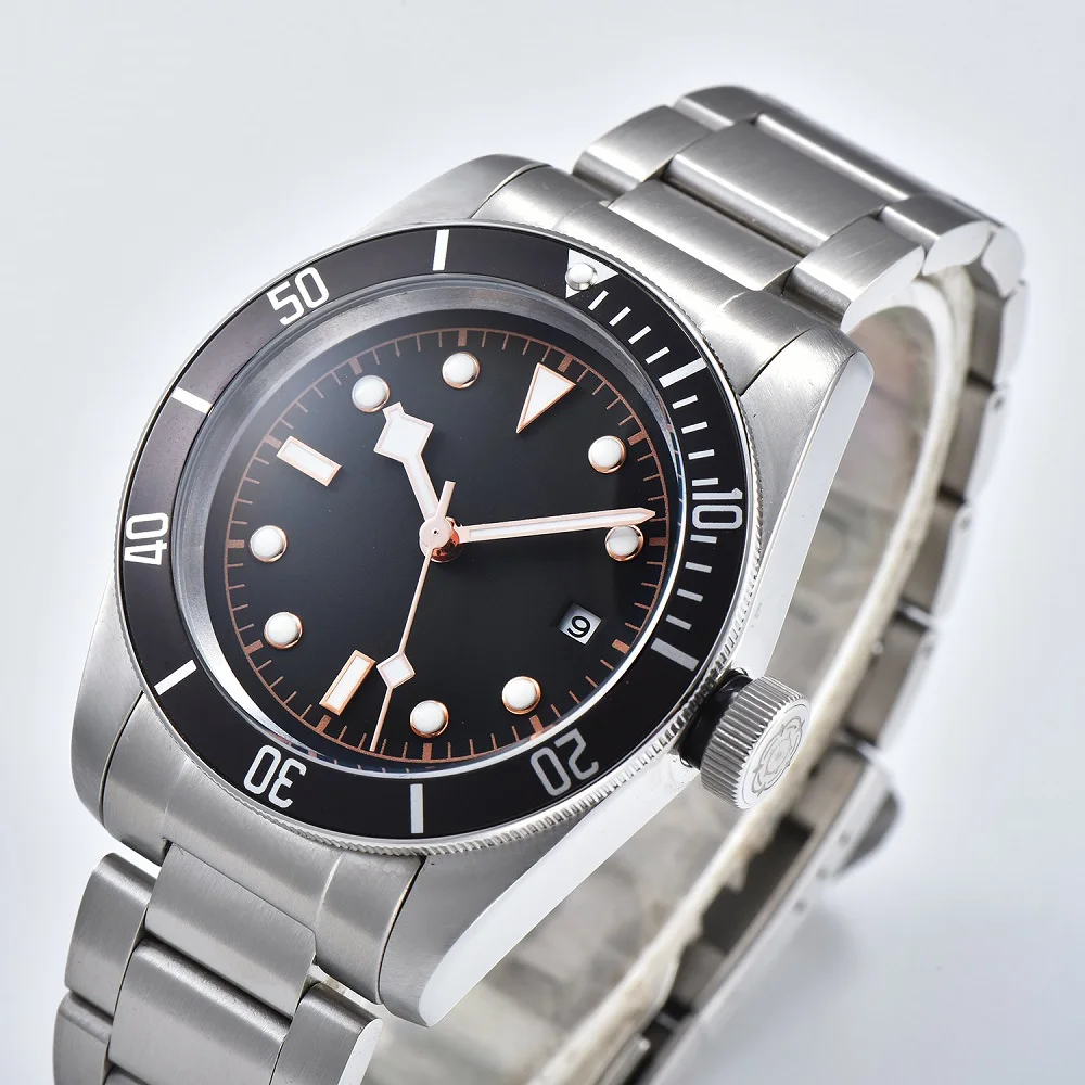 

Schwarz Bay Watch Men Luxury Brand Automatic Mechanical Watch Military Sport Swim Clock Stainless Mechanical Watch Men N-06