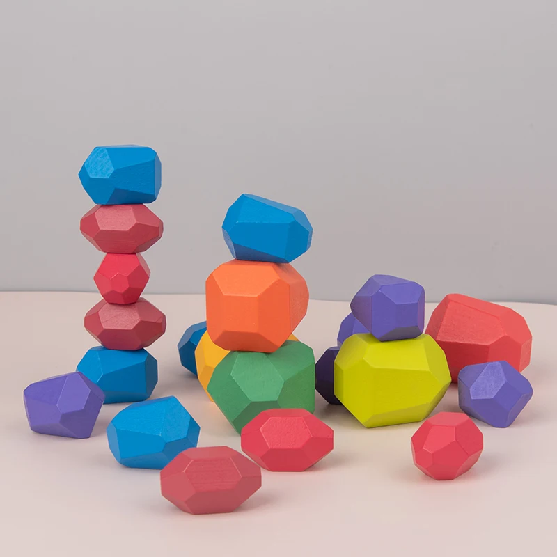 Радужные деревянные игрушки с цветным камнем конструктор jinga развивающая