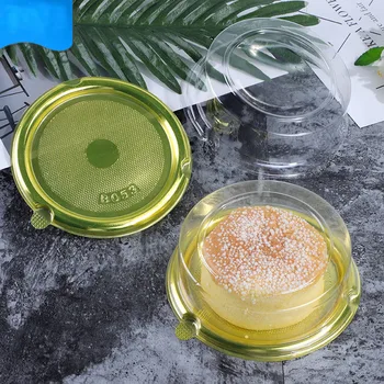 

Round Cheese Cake Box with Gold/Silver Tray Transparent Clear Plastic Cake Container Package Boxes